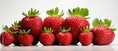 strawberry fruit with half slice isolated white background copy space