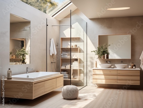 A Modern Bathroom Basking in Morning Light