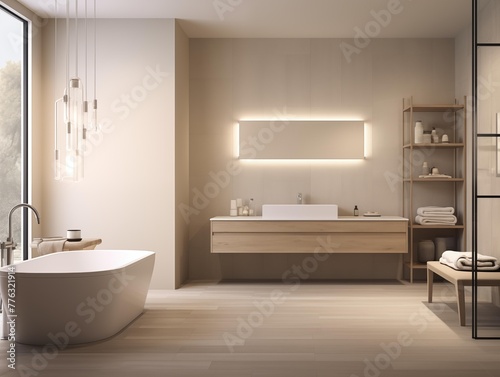 A Modern Bathroom Interior at Dusk  Designed for Relaxation