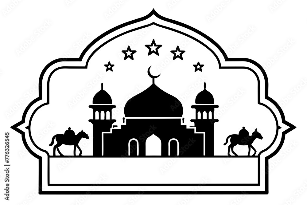 Eid mubarak silhouette vector art illustration