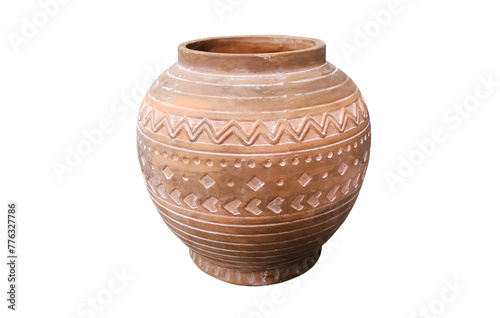 Vintage clay pot with ornament