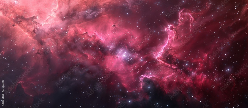 Obraz premium A large, bright red nebula with stars in the background