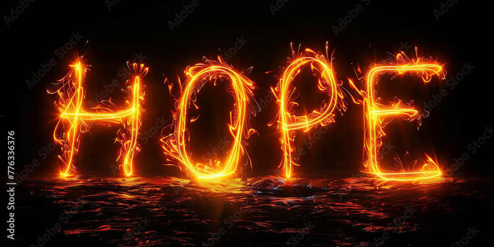 A glowing writing drawn with the light on a dark background. A glowing writing drawn with the light on a dark background.