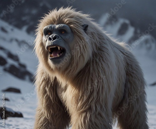 The mythical bigfoot or yeti. A huge gorilla-like beast with thick fur.