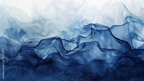 Ethereal blue smoke pattern captured up-close, showcasing dynamic waves and flowing textures