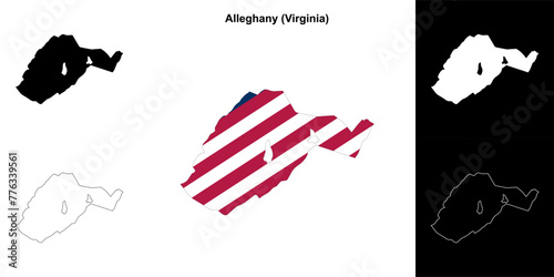 Alleghany County (Virginia) outline map set photo