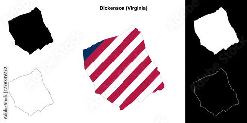 Dickenson County (Virginia) outline map set photo