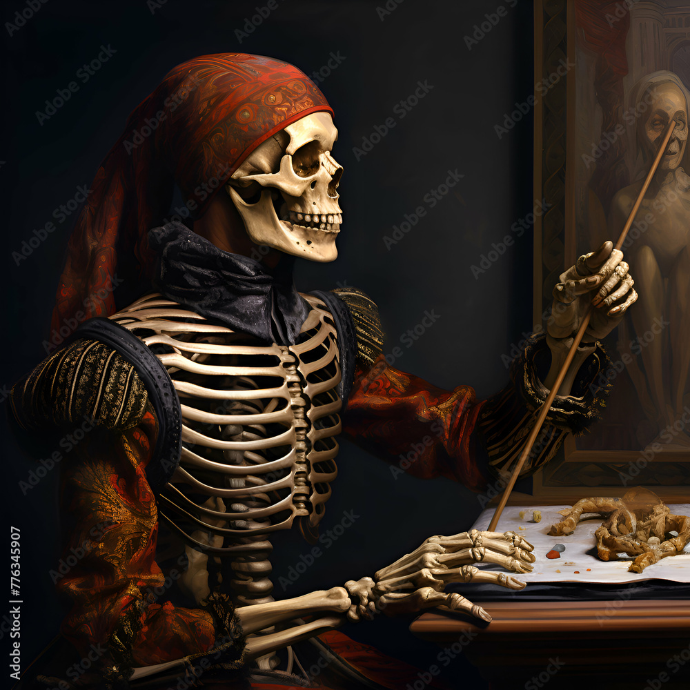 Skeleton in the interior of the medieval castle. Halloween theme. Skeleton in the interior of the medieval castle. Halloween theme.