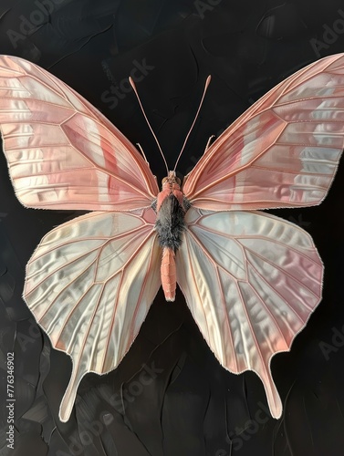 "Elegant Butterfly with Translucent Wings on Dark Background"