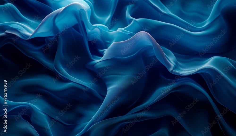 Obraz premium An abstract background with blue fabric waves texture