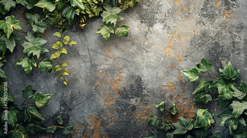 Old concrete wall with gree...
