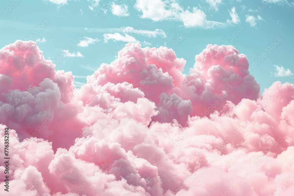 Whimsical Cotton Candy Clouds in Pastel Sky