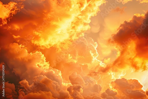 Afternoon Clouds - Dramatic Orange and Pink Sky with Clouds After Sunset, Abstract Air and Atmosphere Background