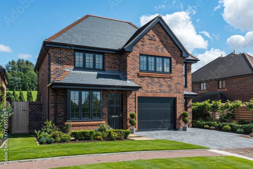 Enhance the Curb Appeal of Your Residential Property with Block Paving Driveway. Anthracite Grey Windows and Garage in Typical Semi-Detached House