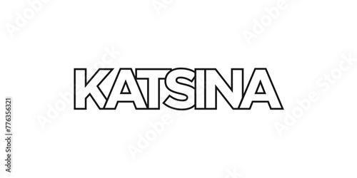 Katsina in the Nigeria emblem. The design features a geometric style, vector illustration with bold typography in a modern font. The graphic slogan lettering.