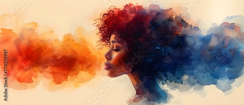 Watercolor profile of a woman celebrating International Womens Day and feminism. Concept Watercolor Portraits, Feminism, International Women's Day, Feminine Strength, Artistic Representation