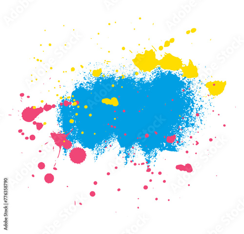 Grunge frame with ink splash paint with copy space. Vector illustration