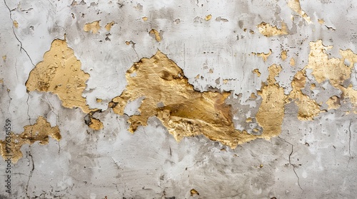 Old concrete wall with golden elements. © MiaStendal