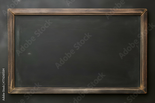 Blank blackboard with wooden frame on blackboard background. copy space