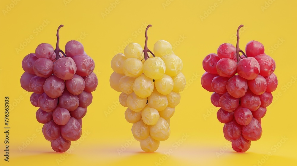 3D Blender model of cute bunches of ripe grapes bright minimal style 3D Blender model of cute bunches of ripe grapes bright minimal style