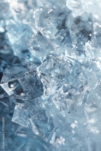 A crystalline ice texture, shimmering with light and shadow, inspired by the frozen landscapes and the crystal towers created with Generative AI Technology