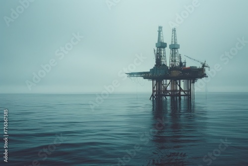 An oil platform in the middle of the ocean photo