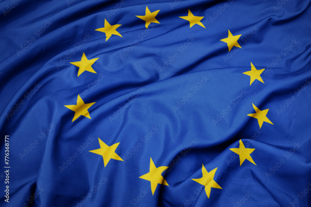 waving colorful national flag of european union. waving colorful national flag of european union.