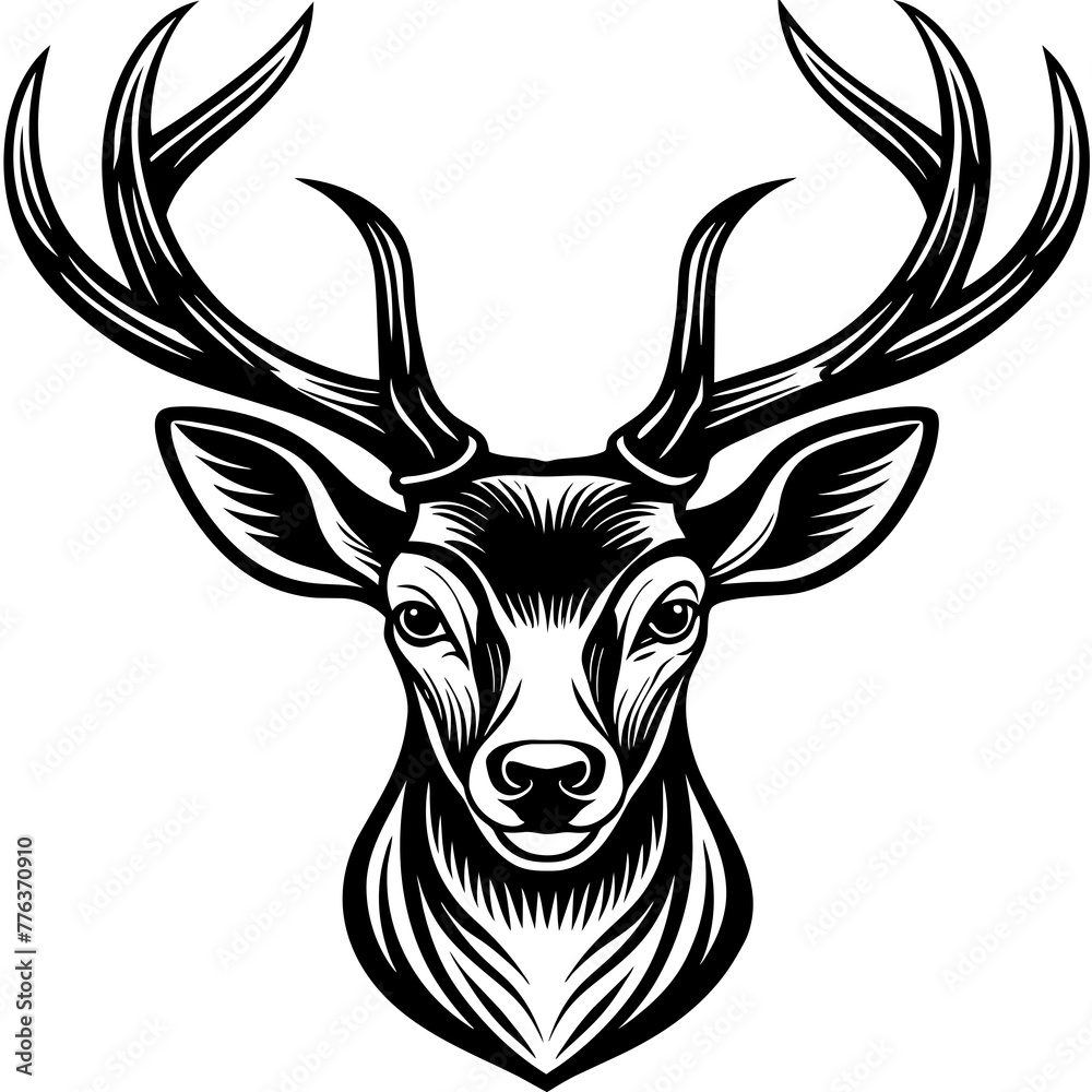 Fototapeta premium deer head silhouette vector illustration svg file 