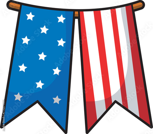 Memorial Day in the United States. American flags icon. The grave of military personnel.