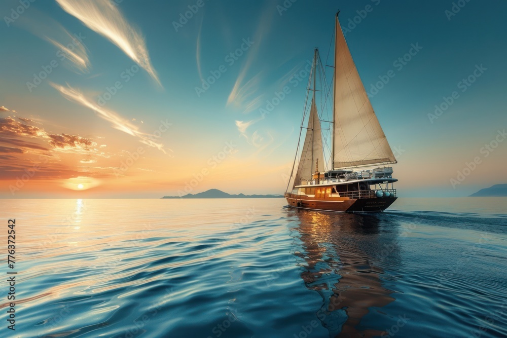 Fototapeta premium Luxurious yacht sailing the sea
