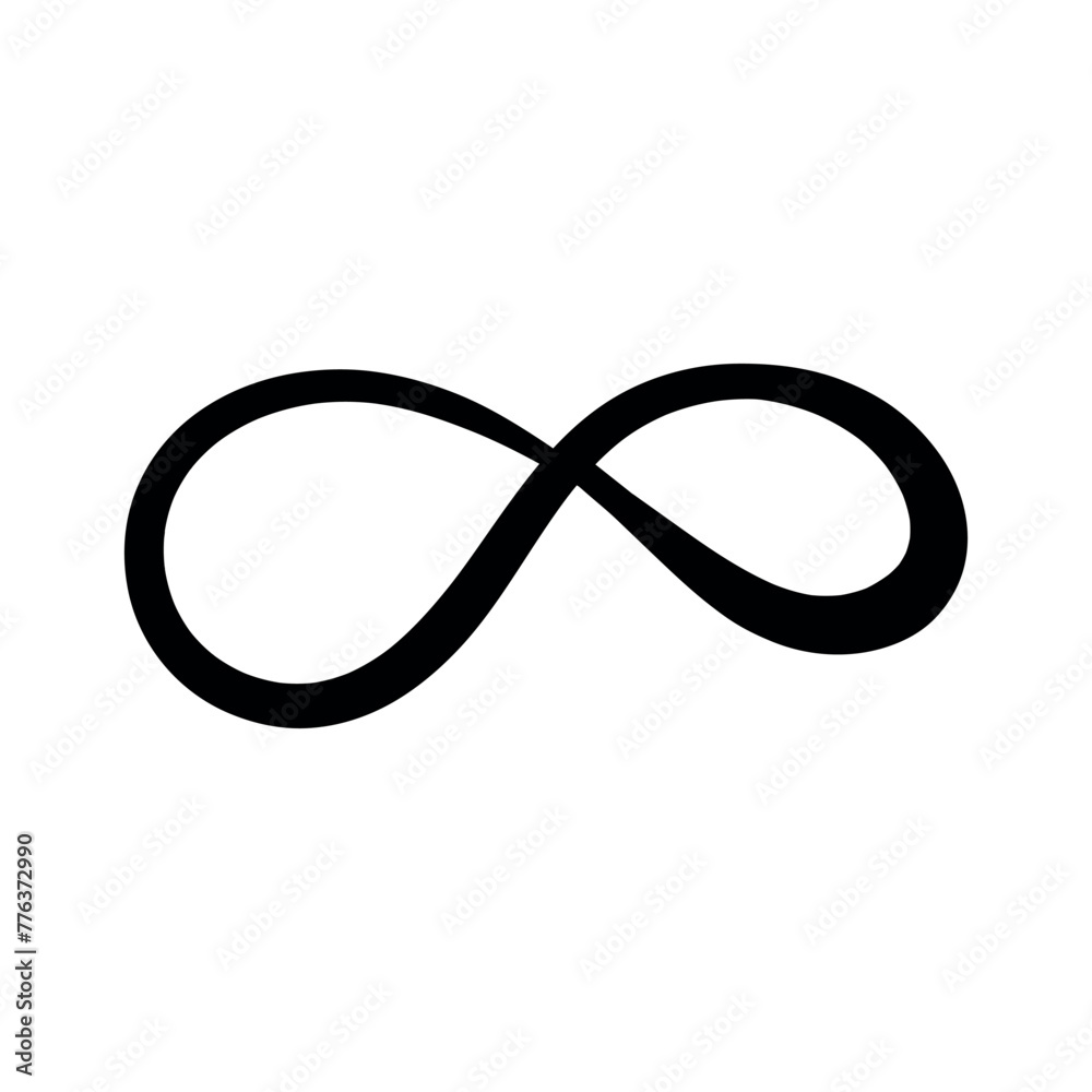 Infinity, noir features in doodles, black silhouette on a transparent background, vector drawing Infinity, noir features in doodles, black silhouette on a transparent background, vector drawing