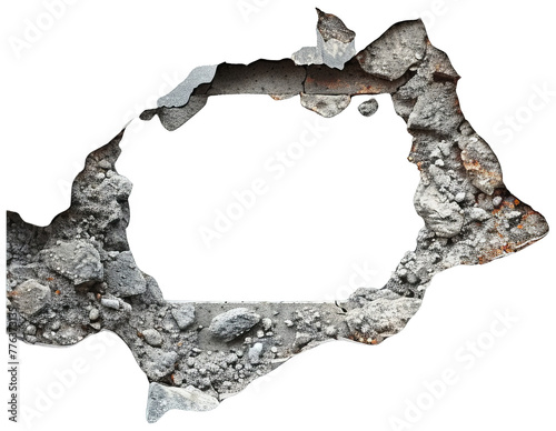 Hole in Concrete Wall. Transparent Background PNG