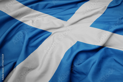 waving colorful national flag of scotland. photo