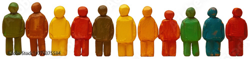 Toy People Group Standing Together. Transparent Background PNG
