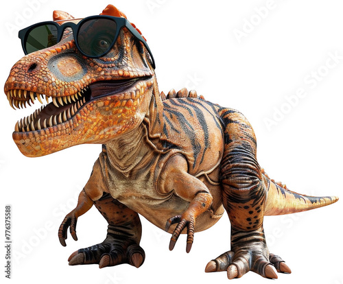 Stylish Dinosaur With Sunglasses. Transparent Background PNG © LUPACO PNG