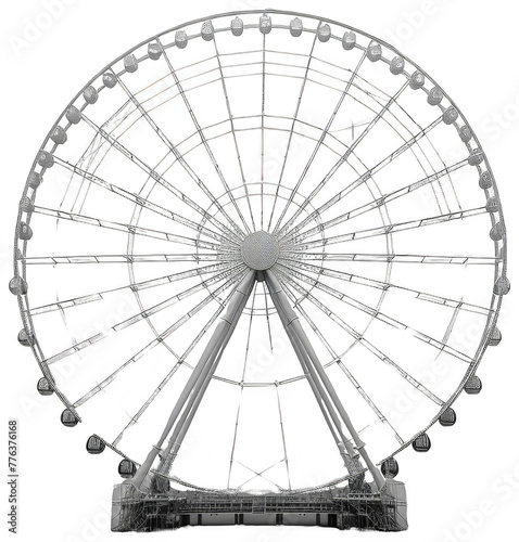 Ferris Wheel Amidst Foggy Day. Transparent Background PNG