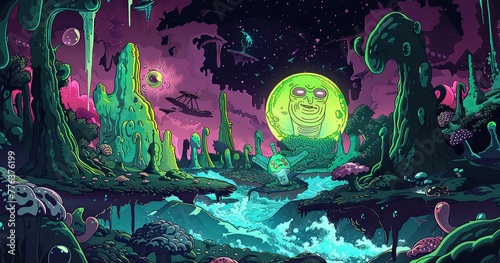 rick and morty style twitch panel background