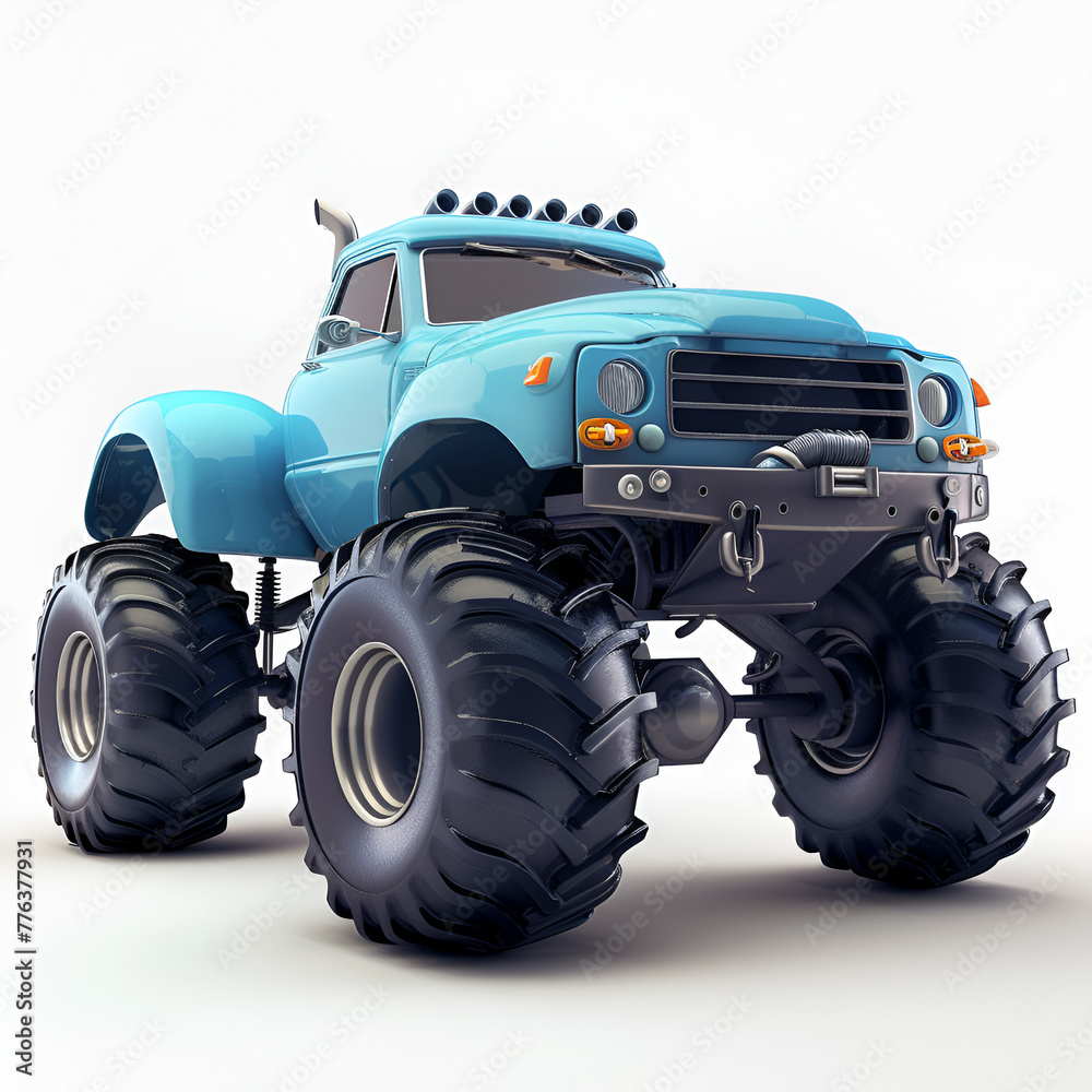 3D Cartoon Monster Truck Logo Illustration White Background 3D Cartoon Monster Truck Logo Illustration White Background