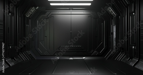 Sci Fi Wall Lines Paterns Simple for a Video Game Decal Texture, White on Black Background photo