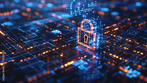 Cyber security and online data protection with tacit secured encryption software. Concept of smart digital transformation and technology disruption that changes global trends in new information era.