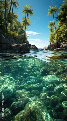 hidden tropical lagoon emerald waters secluded UHD Wallpaper