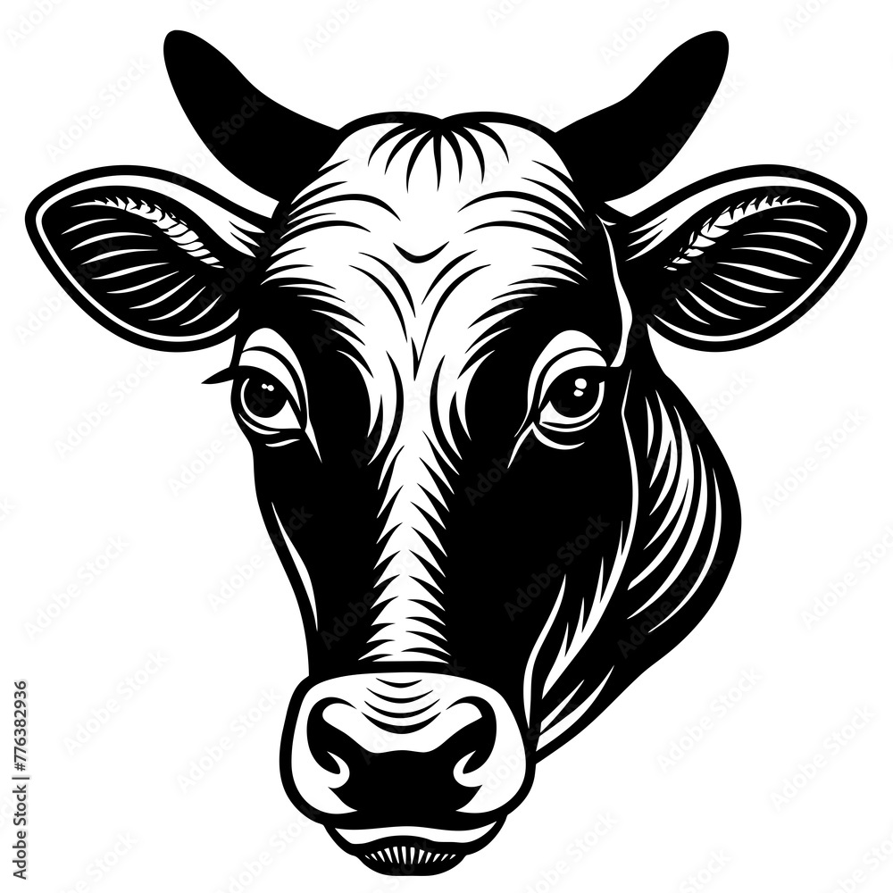 cow head silhouette vector illustration svg file
