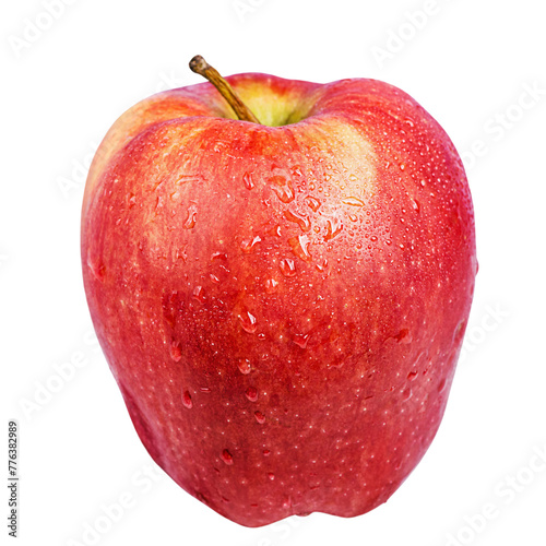 Red and yellow ripe apple isolated on white. © Lesia