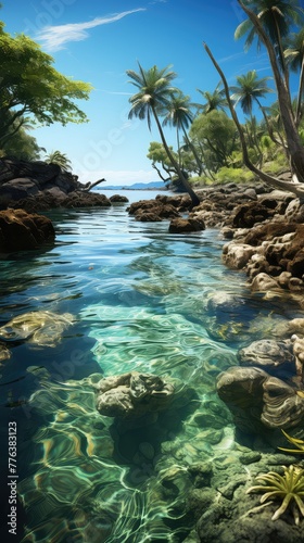 hidden tropical lagoon emerald waters secluded UHD Wallpaper