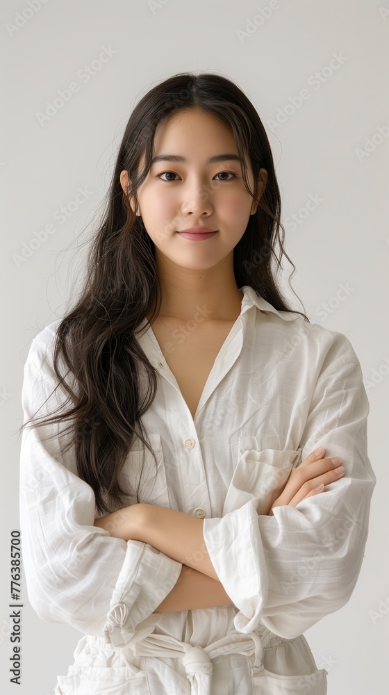 Portrait of smiling young Asian woman, isolated on white background. Portrait of smiling young Asian woman, isolated on white background.