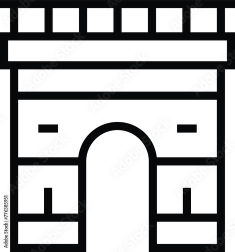 arc de triomphe icon. Thin linear style design isolated on white background