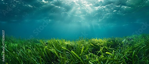 World Seagrass Day celebrated through vibrant underwater photography showcasing marine life ecosystem. Concept World Seagrass Day, marine life ecosystem, underwater photography, vibrant colors