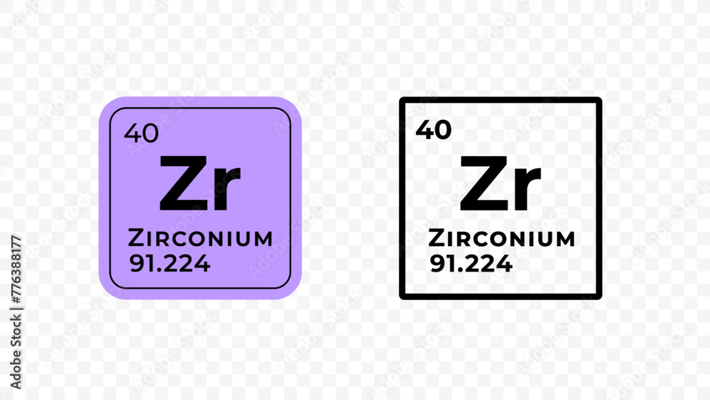 Zirconium, chemical element of the periodic table vector design - obrazy, fototapety, plakaty 