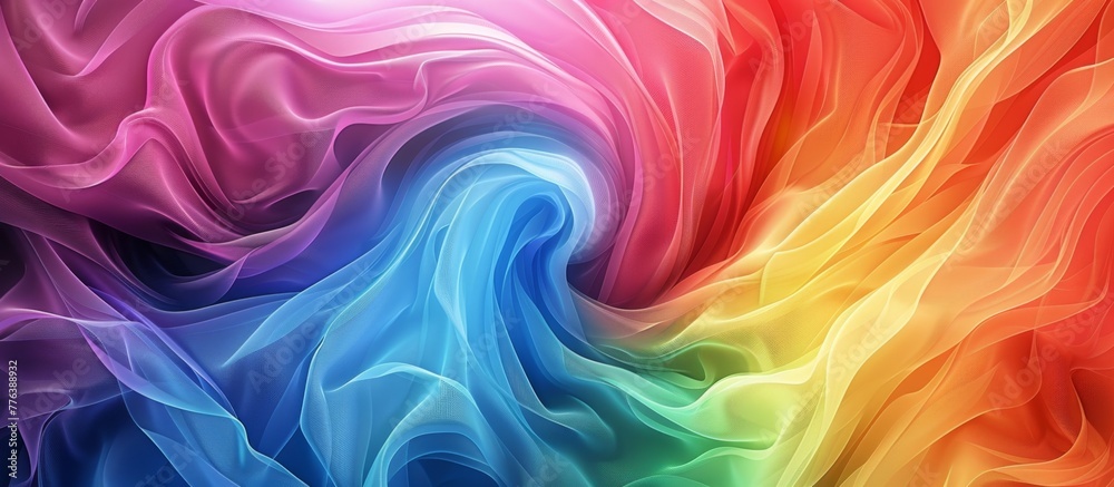 Colorful fabric swirl on rainbow backdrop