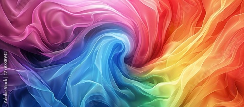Colorful fabric swirl on rainbow backdrop